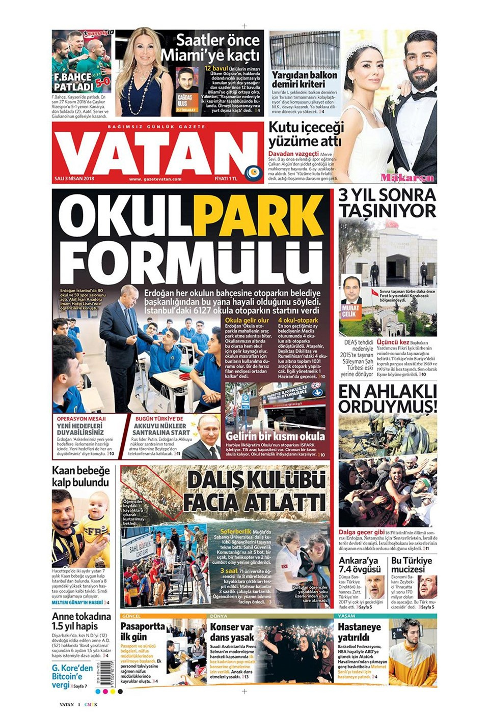 Gazete manşetleri  3 Nisan 2018 Hürriyet - Sözcü - Posta