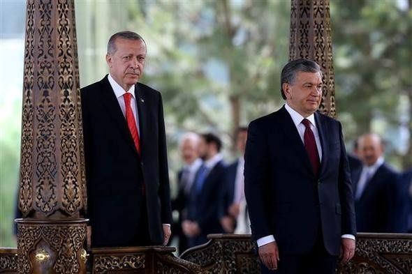 Cumhurbaşkanı Erdoğan Özbekistan'da böyle karşılandı...