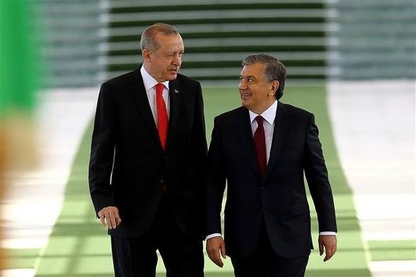 Cumhurbaşkanı Erdoğan Özbekistan'da böyle karşılandı...
