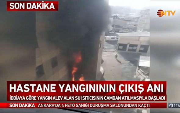 Taksim İlkyardım hastanesindeki yangınının çıkış anı!