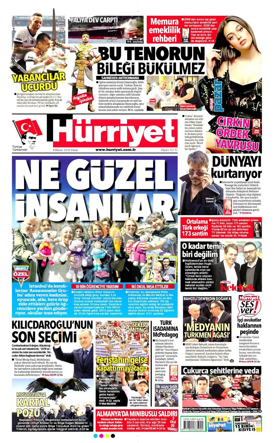 Gazete manşetleri 8 Nisan 2018 Hürriyet - Sözcü - Posta