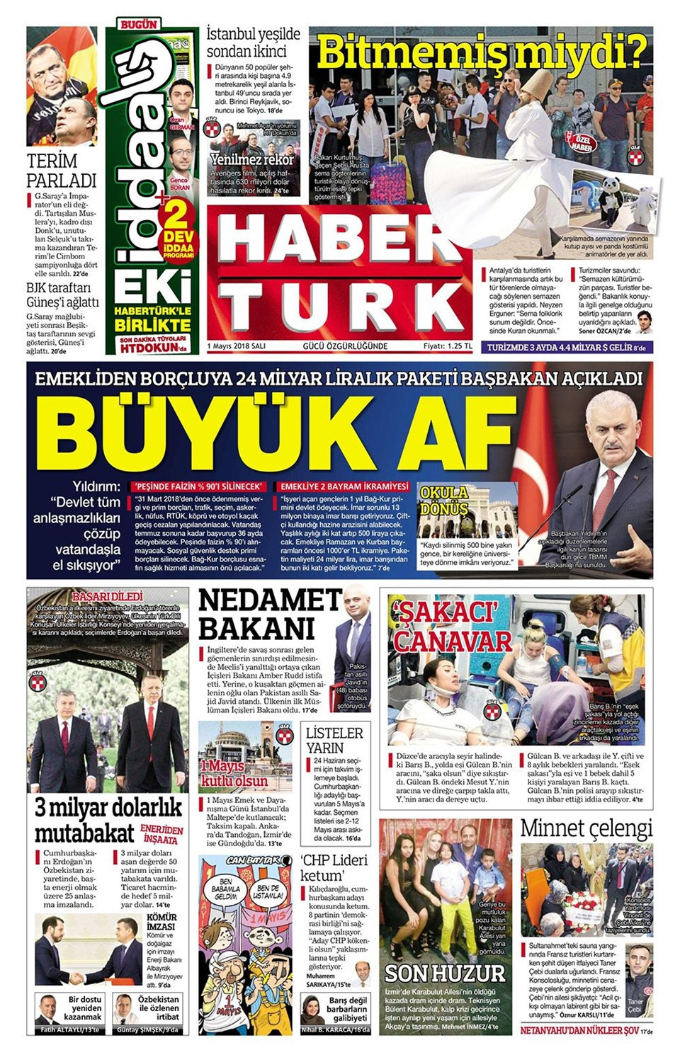 Gazete manşetleri 1 Mayıs 2018 Hürriyet - Sözcü - Posta