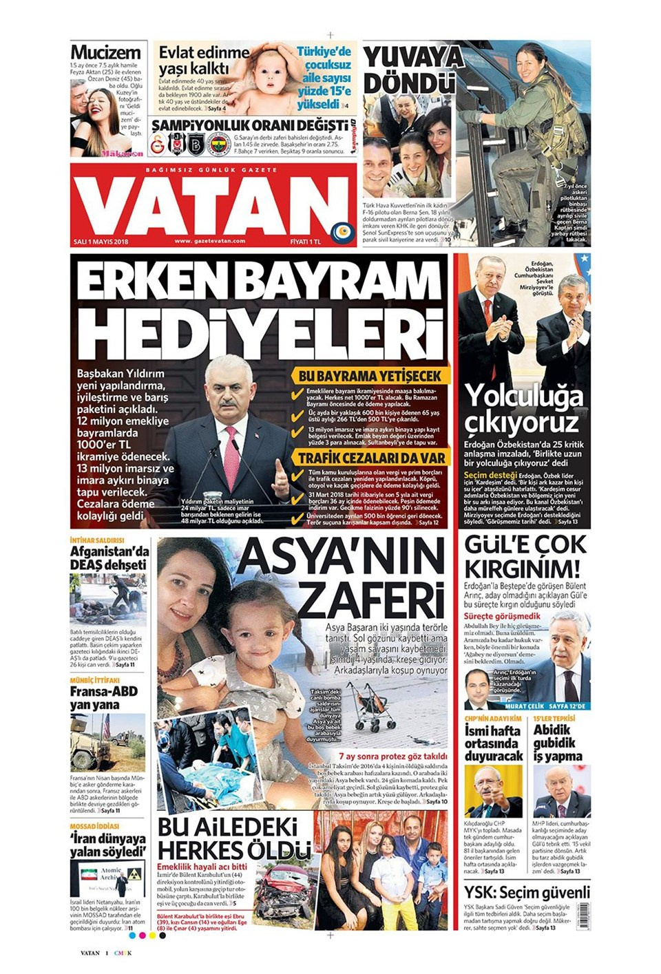 Gazete manşetleri 1 Mayıs 2018 Hürriyet - Sözcü - Posta