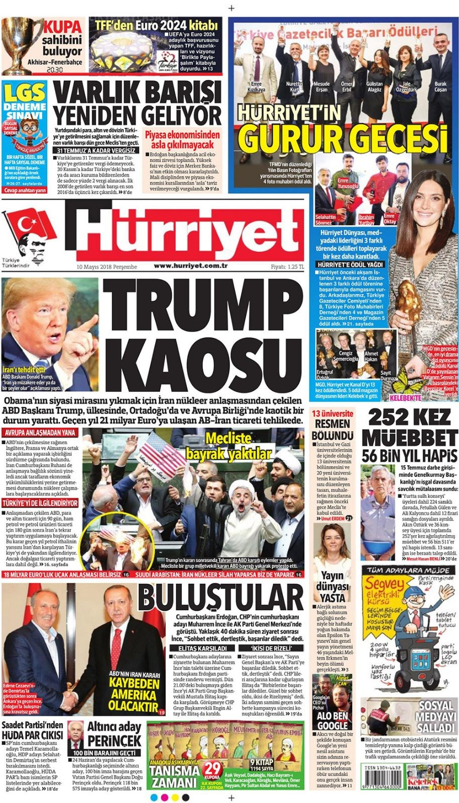 Gazete manşetleri 10 Mayıs 2018 Hürriyet - Sözcü - Habertürk