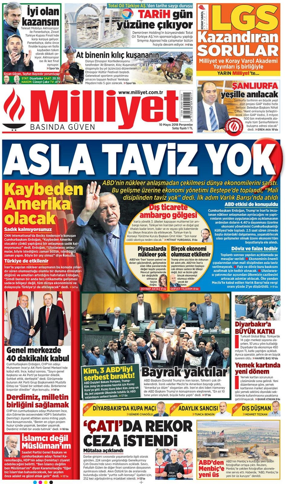 Gazete manşetleri 10 Mayıs 2018 Hürriyet - Sözcü - Habertürk