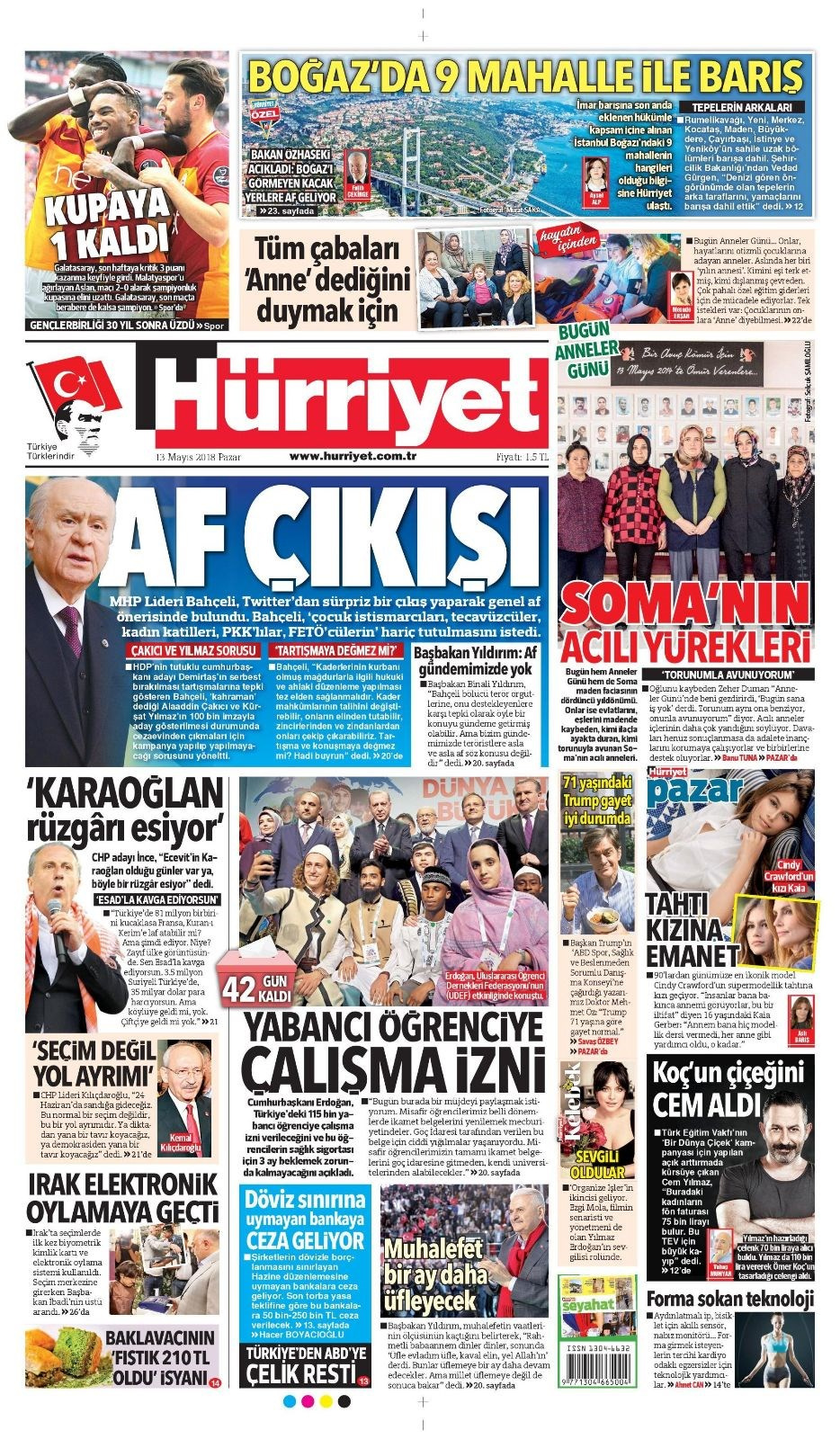 Gazete manşetleri 12 Mayıs 2018 Hürriyet - Sözcü - Fanatik