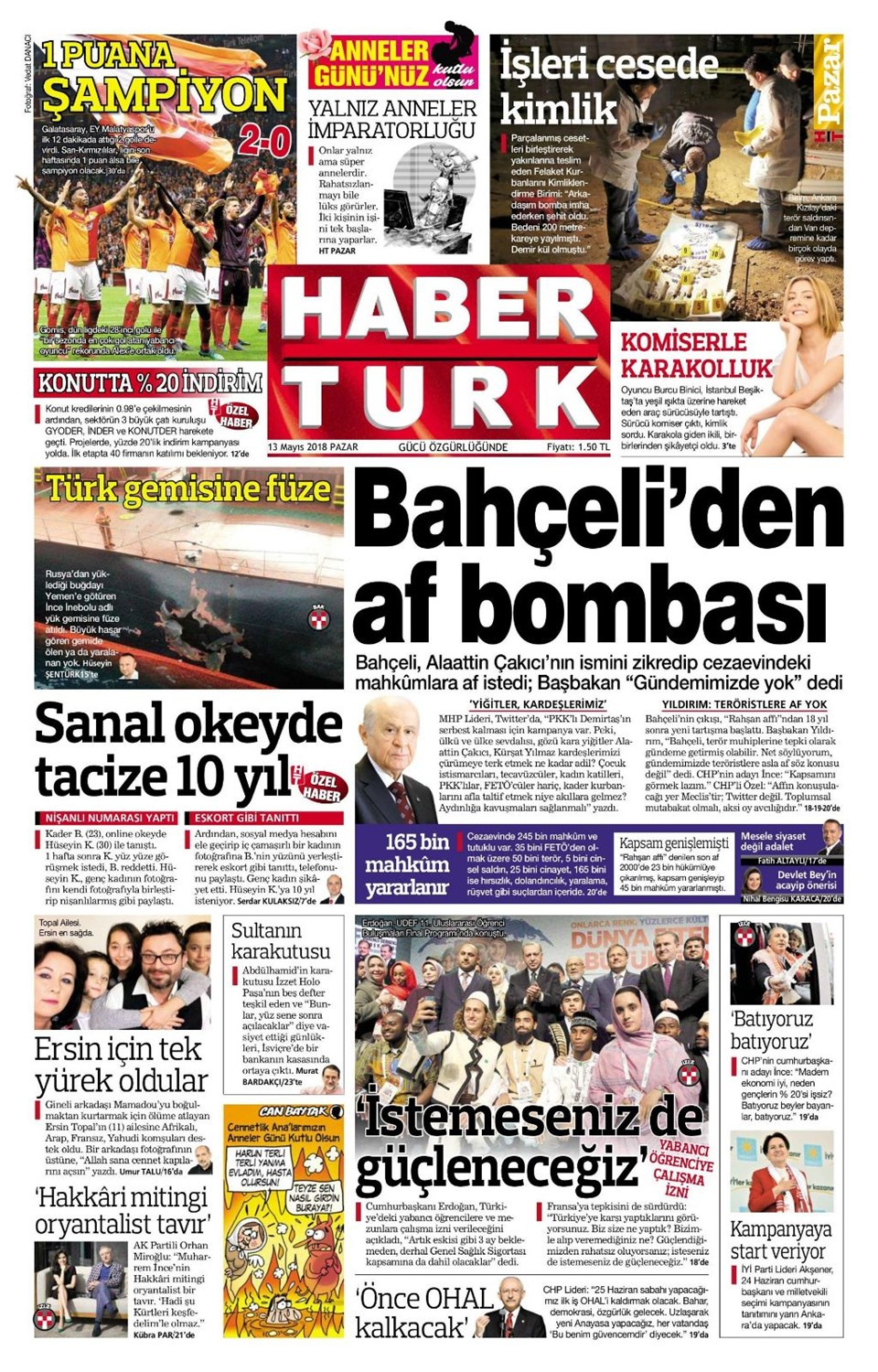 Gazete manşetleri 12 Mayıs 2018 Hürriyet - Sözcü - Fanatik