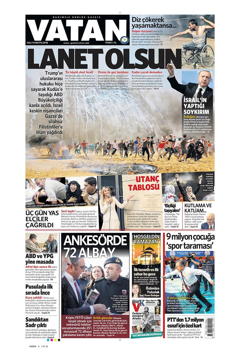 Gazete manşetleri 15 Mayıs 2018 Hürriyet - Sözcü - Habertürk