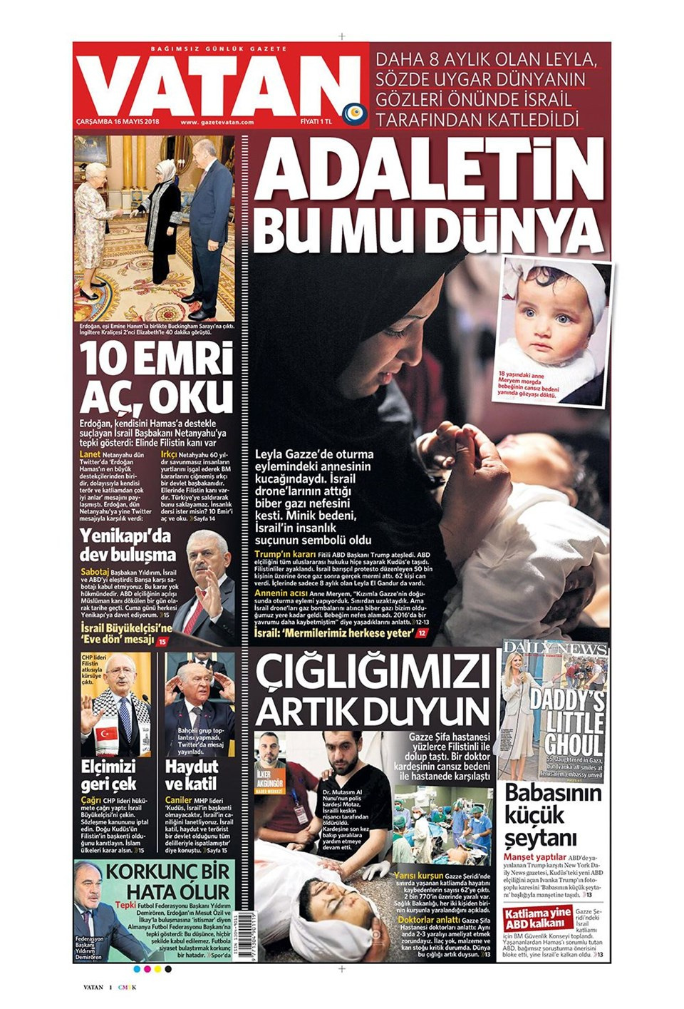 Gazete manşetleri 16 Mayıs 2018 Hürriyet - Sözcü - Habertürk