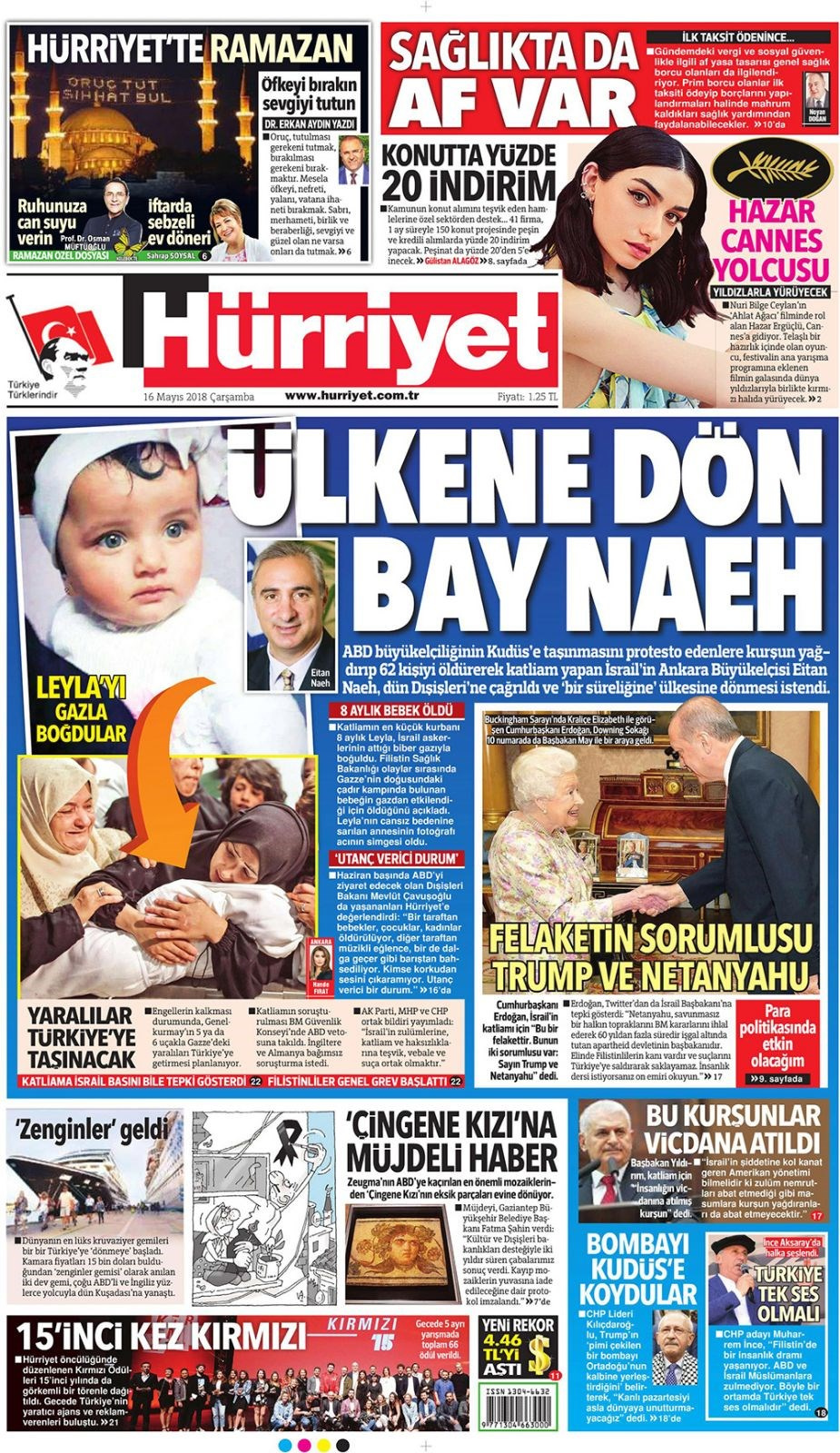 Gazete manşetleri 16 Mayıs 2018 Hürriyet - Sözcü - Habertürk