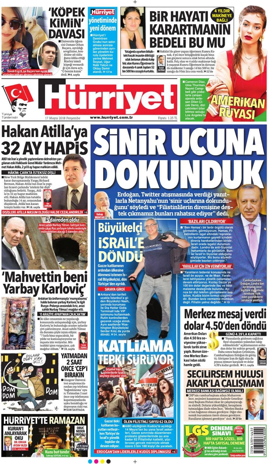 Gazete manşetleri 17 Mayıs 2018 Hürriyet - Sözcü - Habertürk