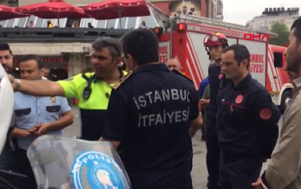 Taksim'de ilginç tartışma! Polis, itfaiyeciye ceza kesti