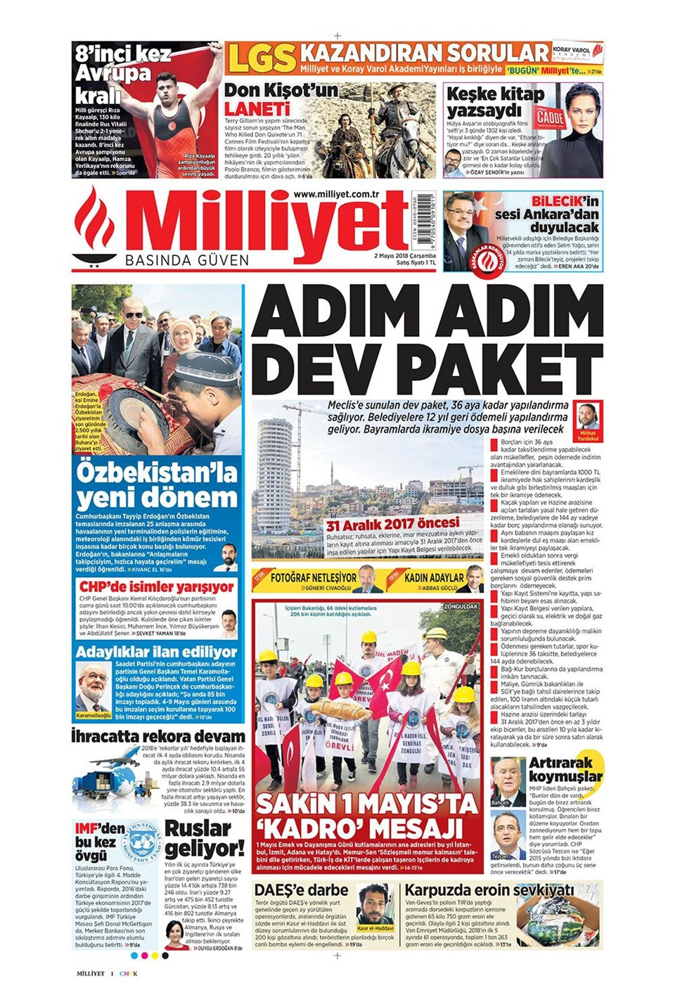 Gazete manşetleri 2 Mayıs 2018 Hürriyet - Sözcü - Habertürk