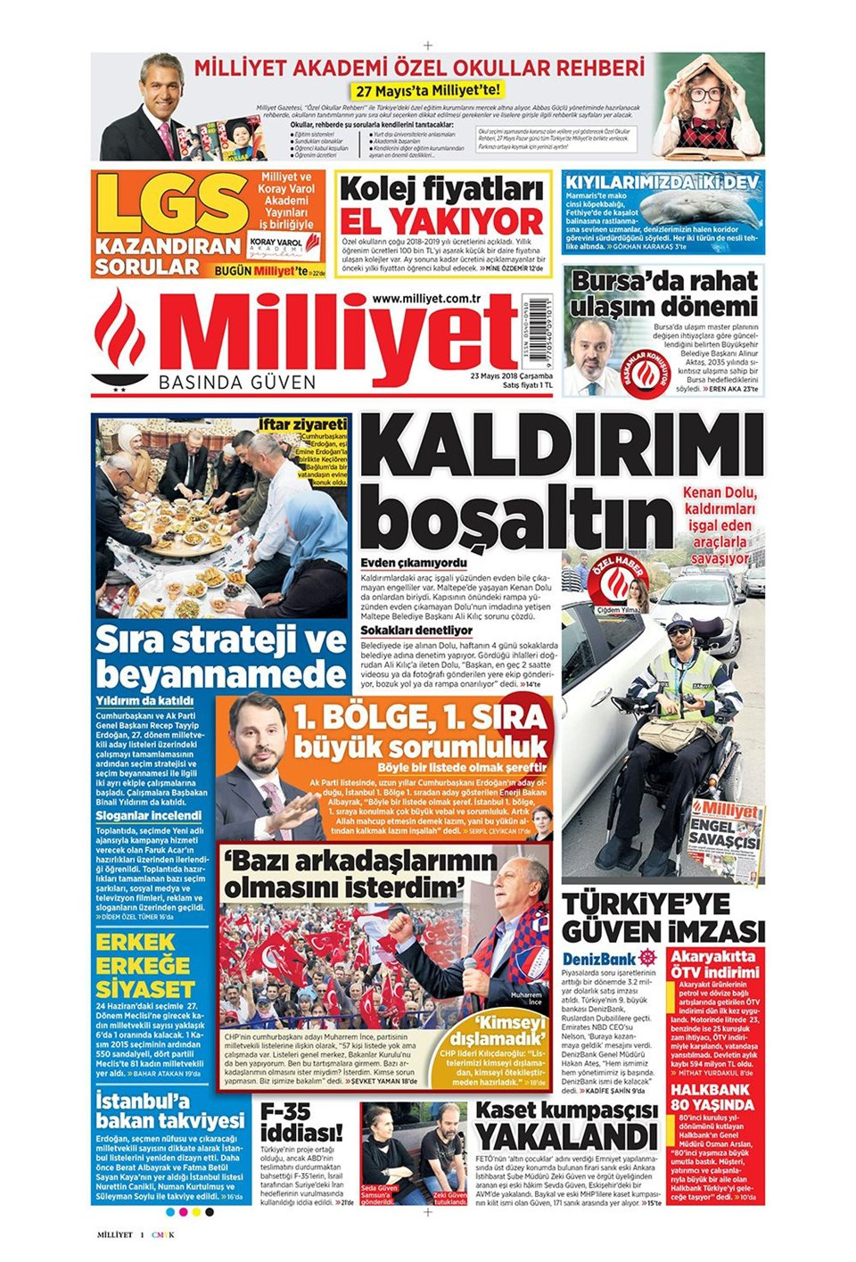 Gazete manşetleri 23 Mayıs 2018 Hürriyet - Sözcü - Habertürk
