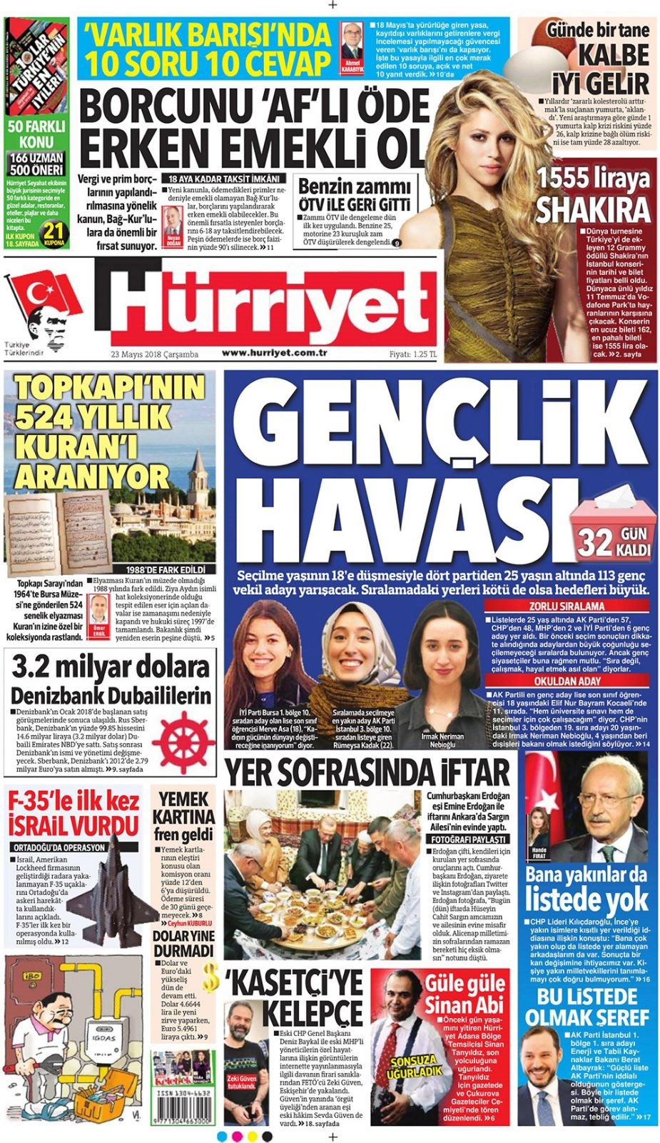 Gazete manşetleri 23 Mayıs 2018 Hürriyet - Sözcü - Habertürk