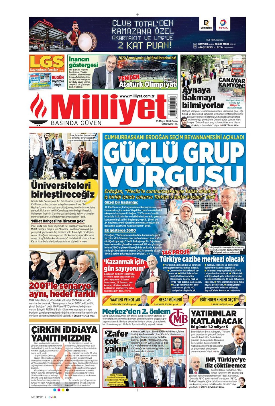 Gazete manşetleri 25 Mayıs 2018 Hürriyet - Sözcü - Sabah