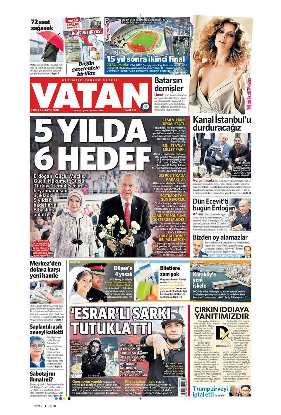 Gazete manşetleri 25 Mayıs 2018 Hürriyet - Sözcü - Sabah