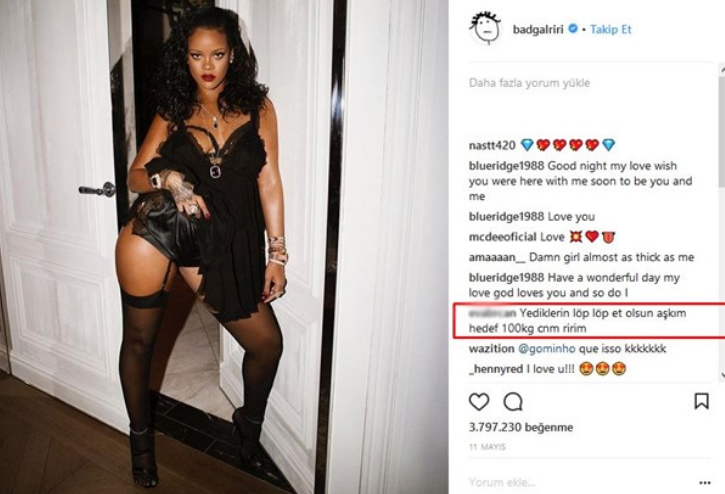 Türk takipçiden Rihanna için olay yorum!