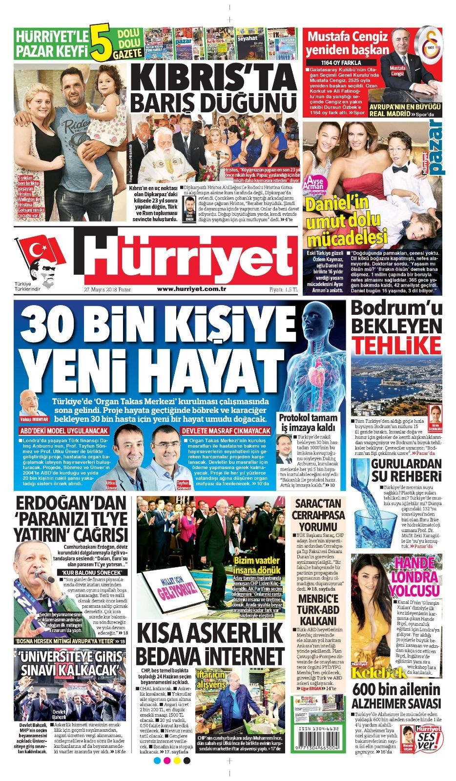 Gazete manşetleri 27 Mayıs 2018 Hürriyet - Sözcü - Fanatik