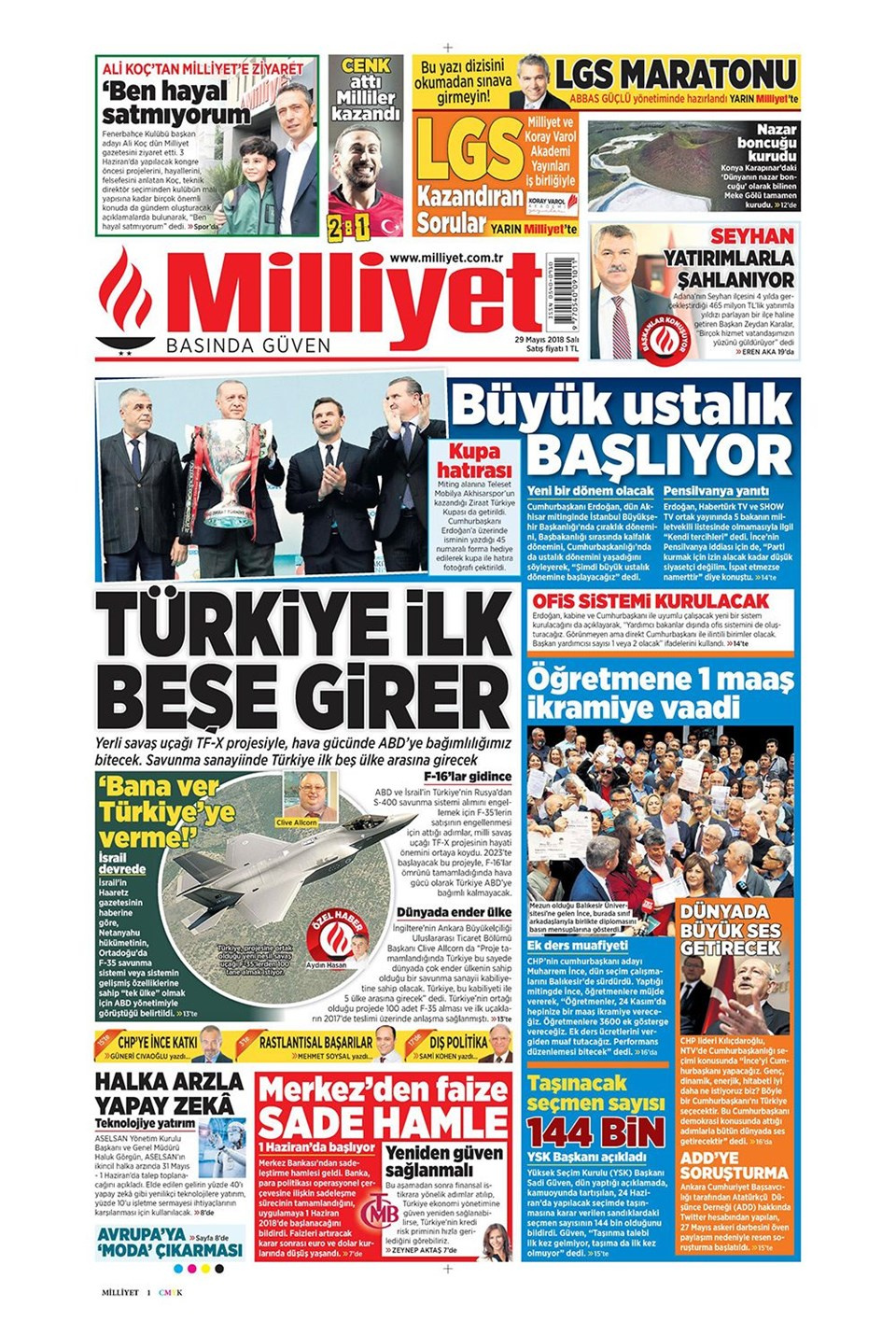 Gazete manşetleri 29 Mayıs 2018 Hürriyet - Sözcü - Habertürk