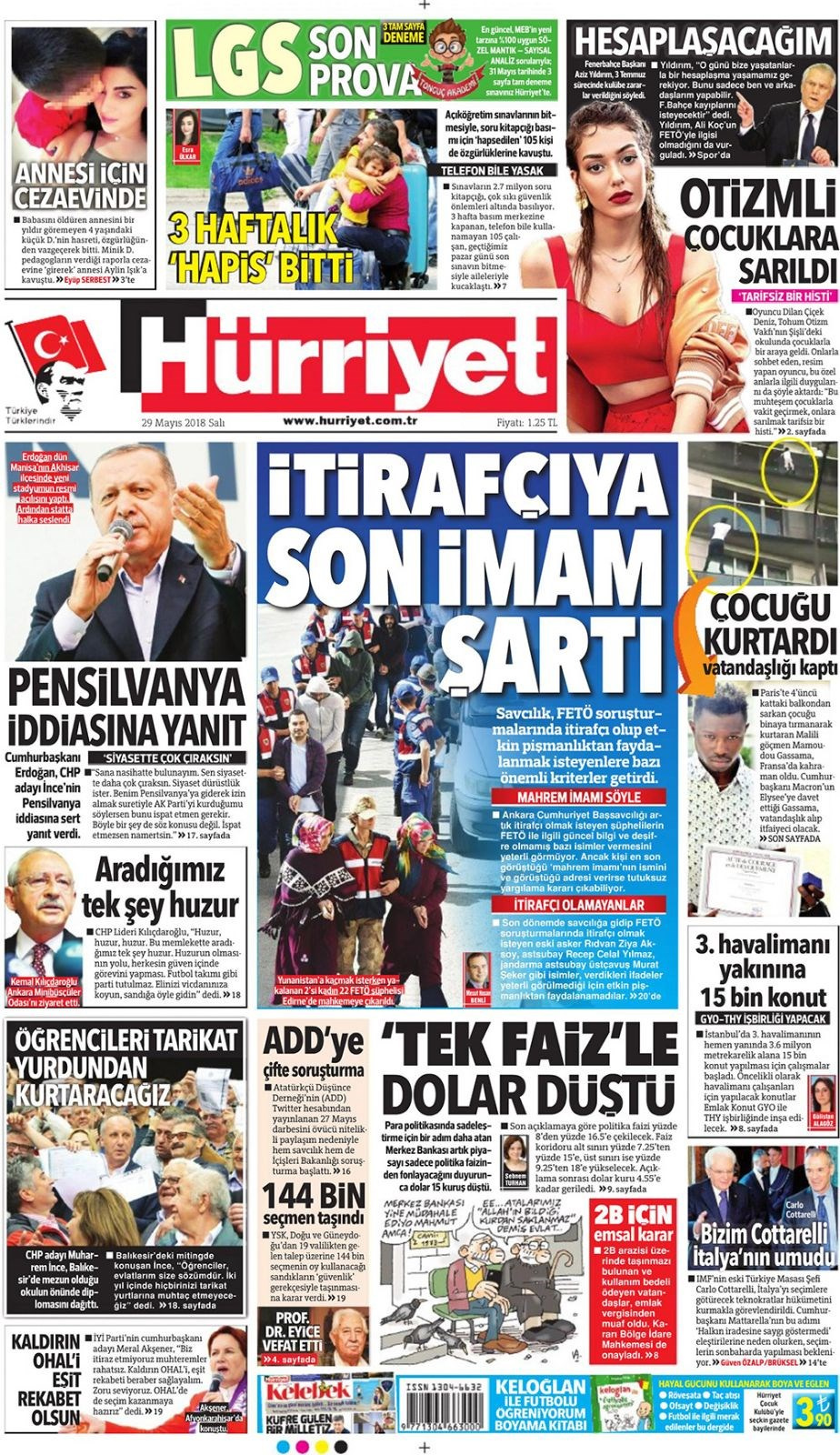 Gazete manşetleri 29 Mayıs 2018 Hürriyet - Sözcü - Habertürk