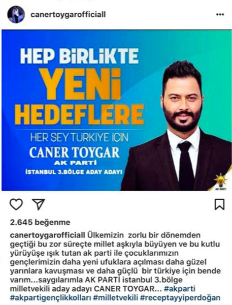 Damat Caner Toygar AK Parti milletvekili adayı oldu görenler şaştı!