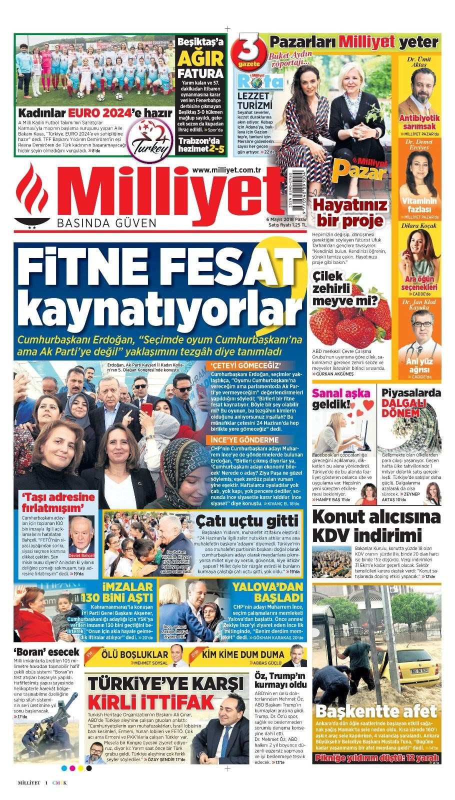 Gazete manşetleri 6 Mayıs 2018 Hürriyet - Sözcü - Fanatik
