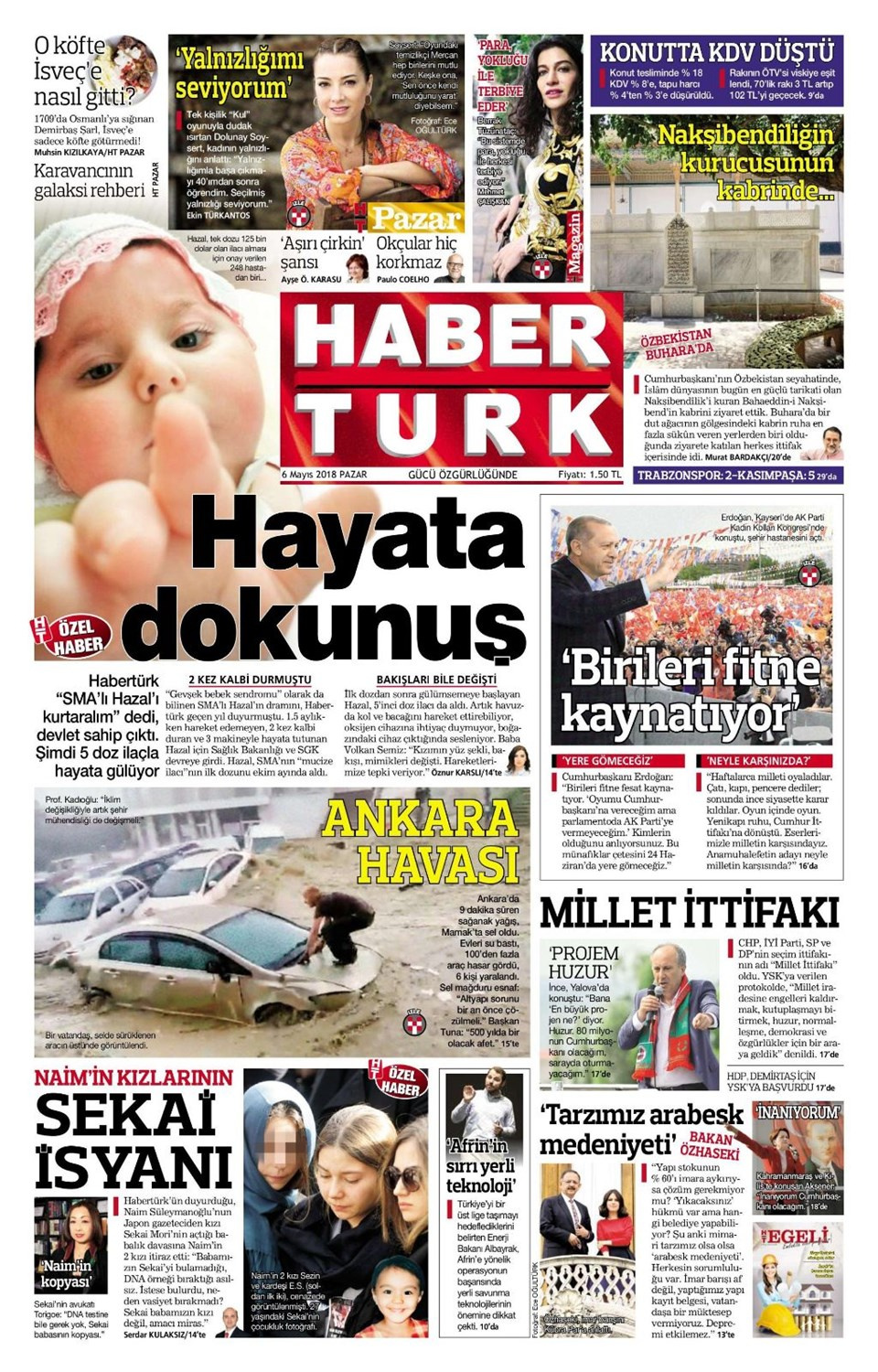 Gazete manşetleri 6 Mayıs 2018 Hürriyet - Sözcü - Fanatik