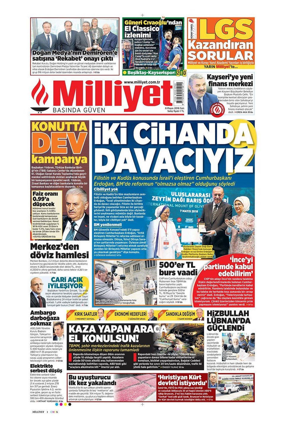 Gazete manşetleri 8 Mayıs 2018 Hürriyet - Sözcü - Habertürk