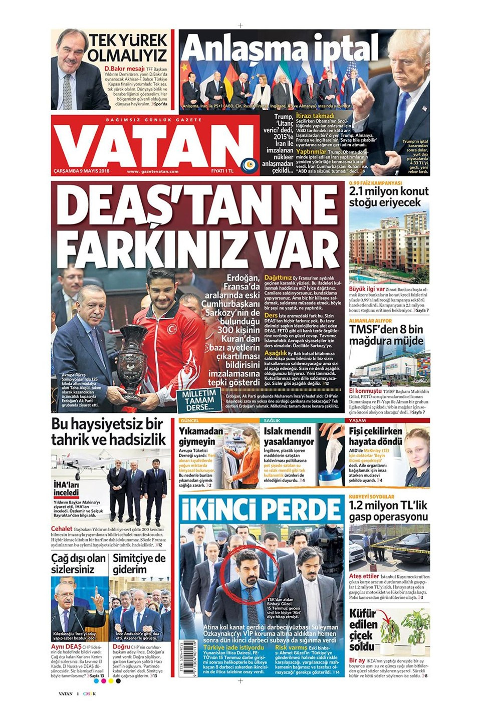 Gazete manşetleri 9 Mayıs 2018 Hürriyet - Sözcü - Habertürk