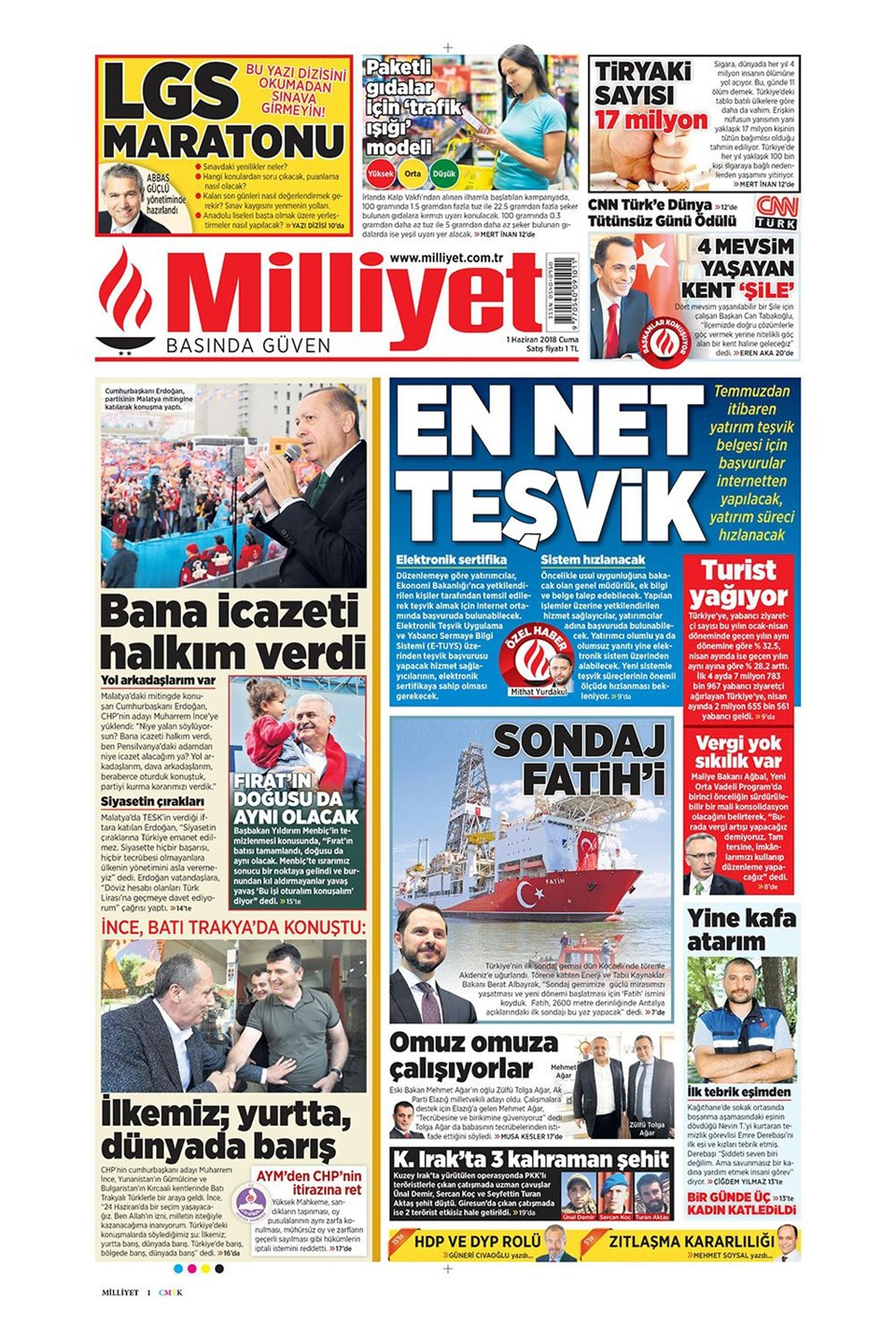 Gazete manşetleri 1 Haziran 2018 Hürriyet - Sözcü - Posta