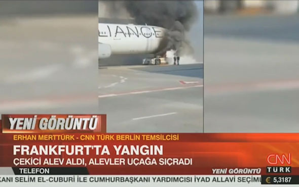 Frankfurt Havalimanı'nda korkutan yangın alevler uçağa sıçradı