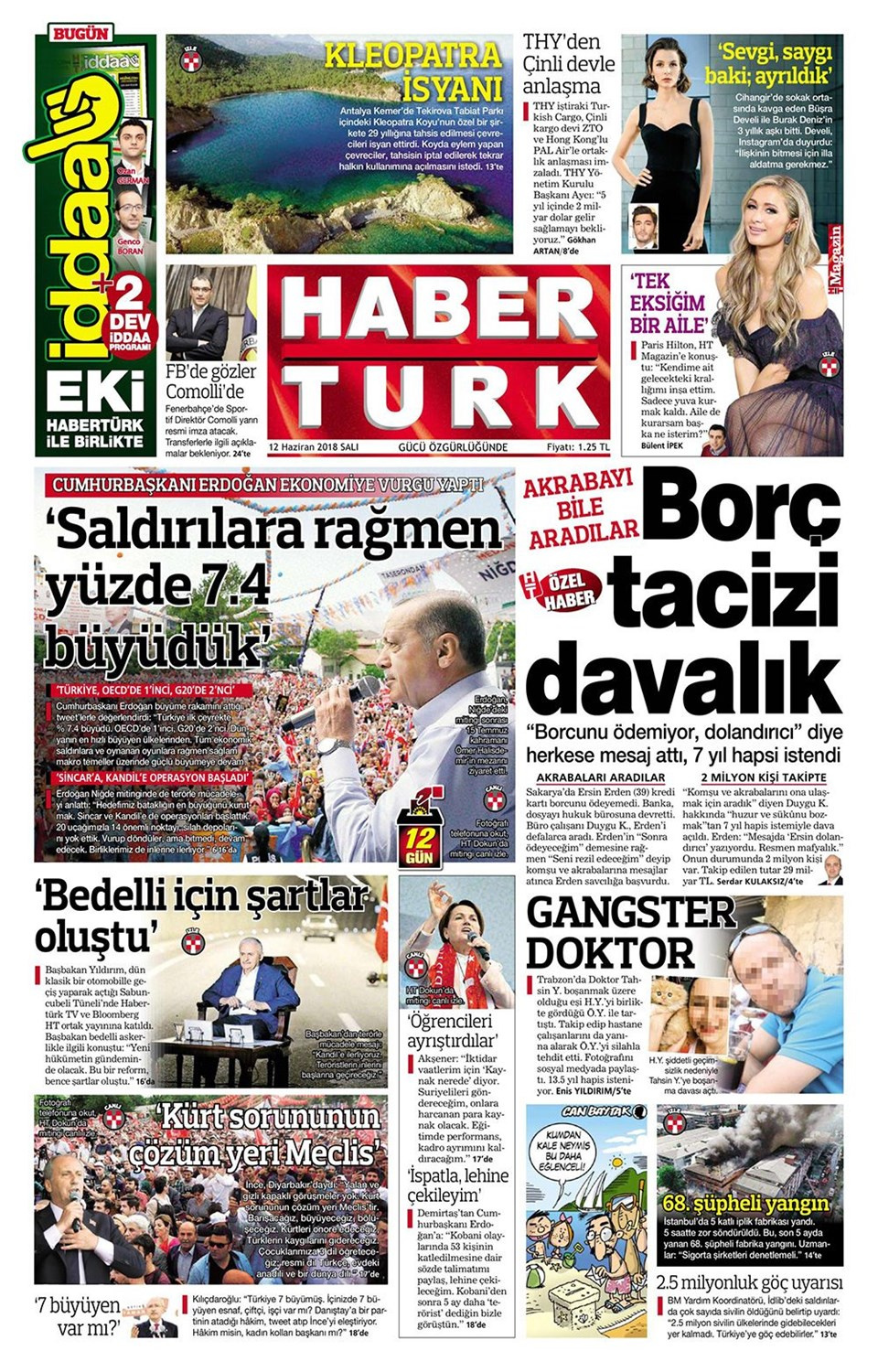 Gazete manşetleri 12 Haziran 2018 Hürriyet - Sözcü - Habertürk