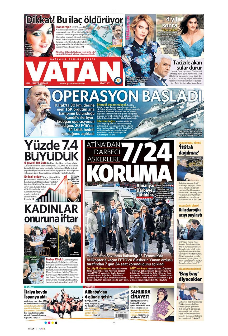 Gazete manşetleri 12 Haziran 2018 Hürriyet - Sözcü - Habertürk