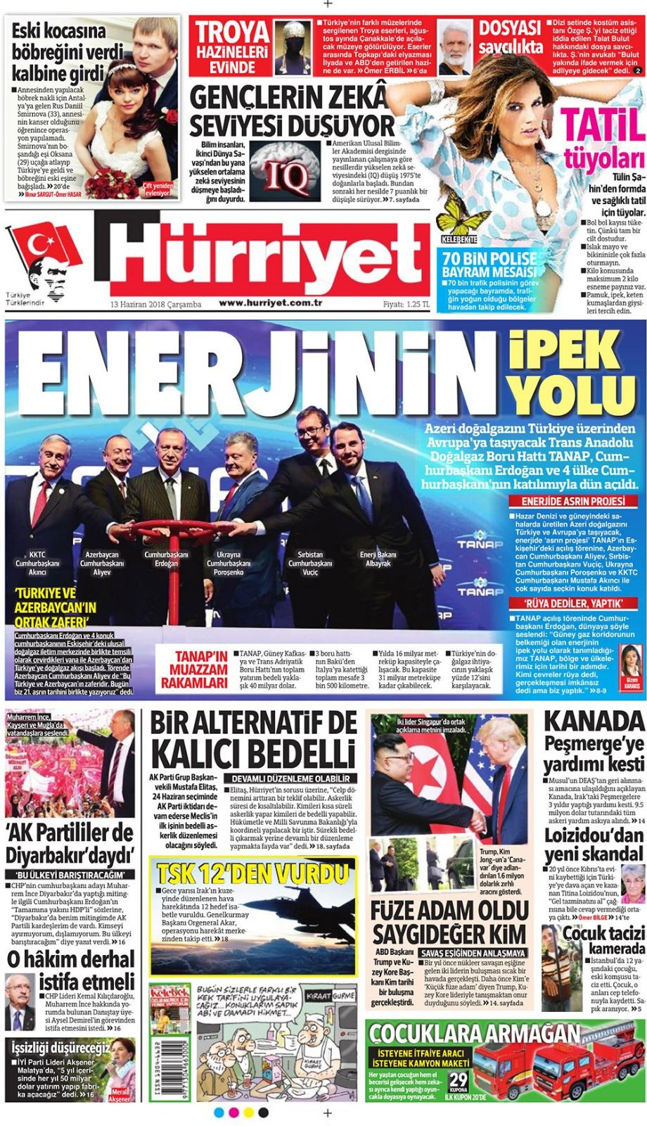 Gazete manşetleri 13 Haziran 2018 Hürriyet - Sözcü - Habertürk