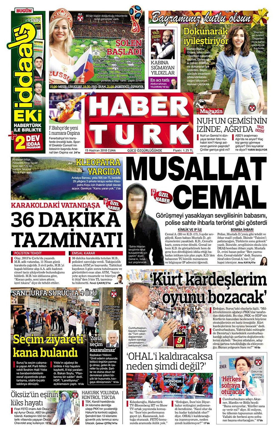 Gazete manşetleri 15 Haziran 2018 Hürriyet - Sözcü - Habertürk