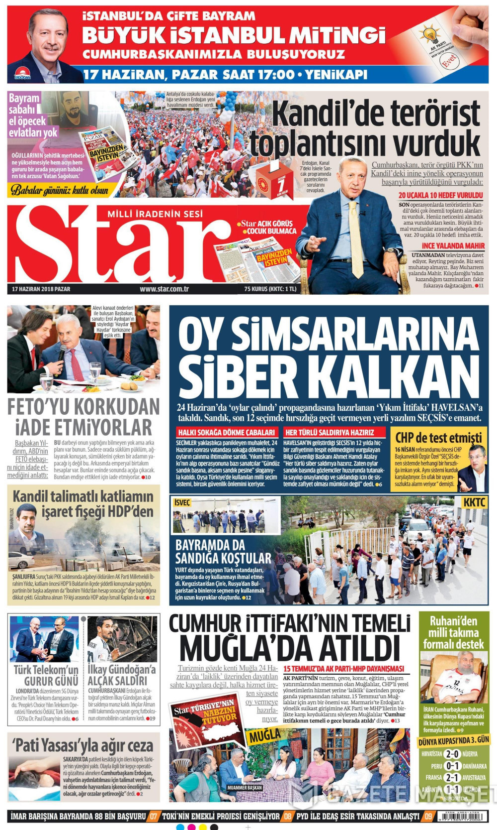 Gazete manşetleri 17 Haziran 2018 Hürriyet - Sözcü - Habertürk