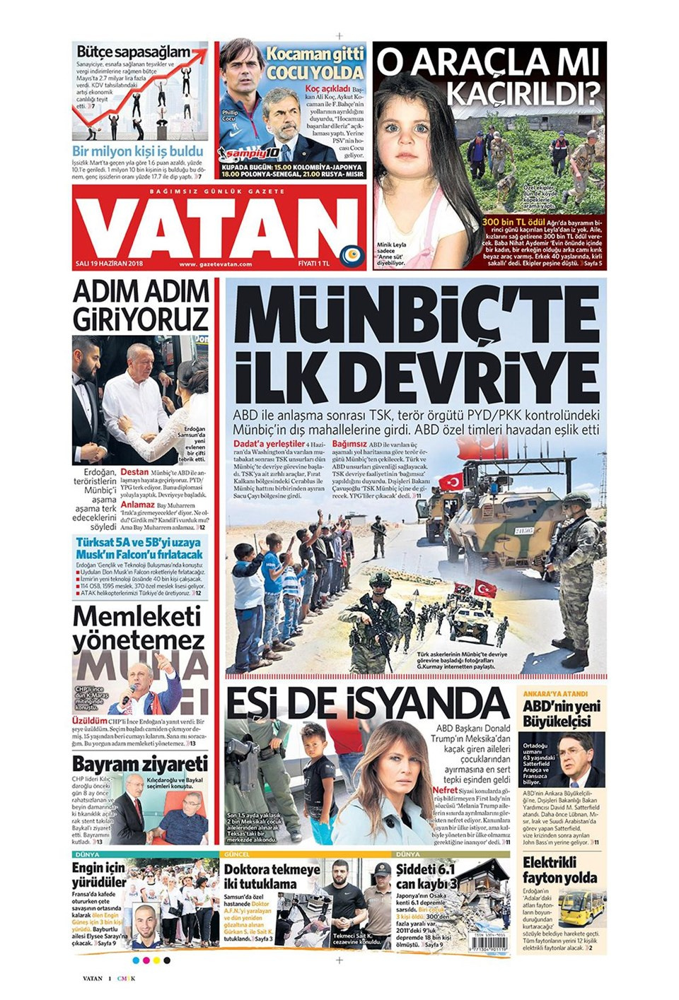 Gazete manşetleri 19 Haziran 2018 Hürriyet - Sözcü - Habertürk