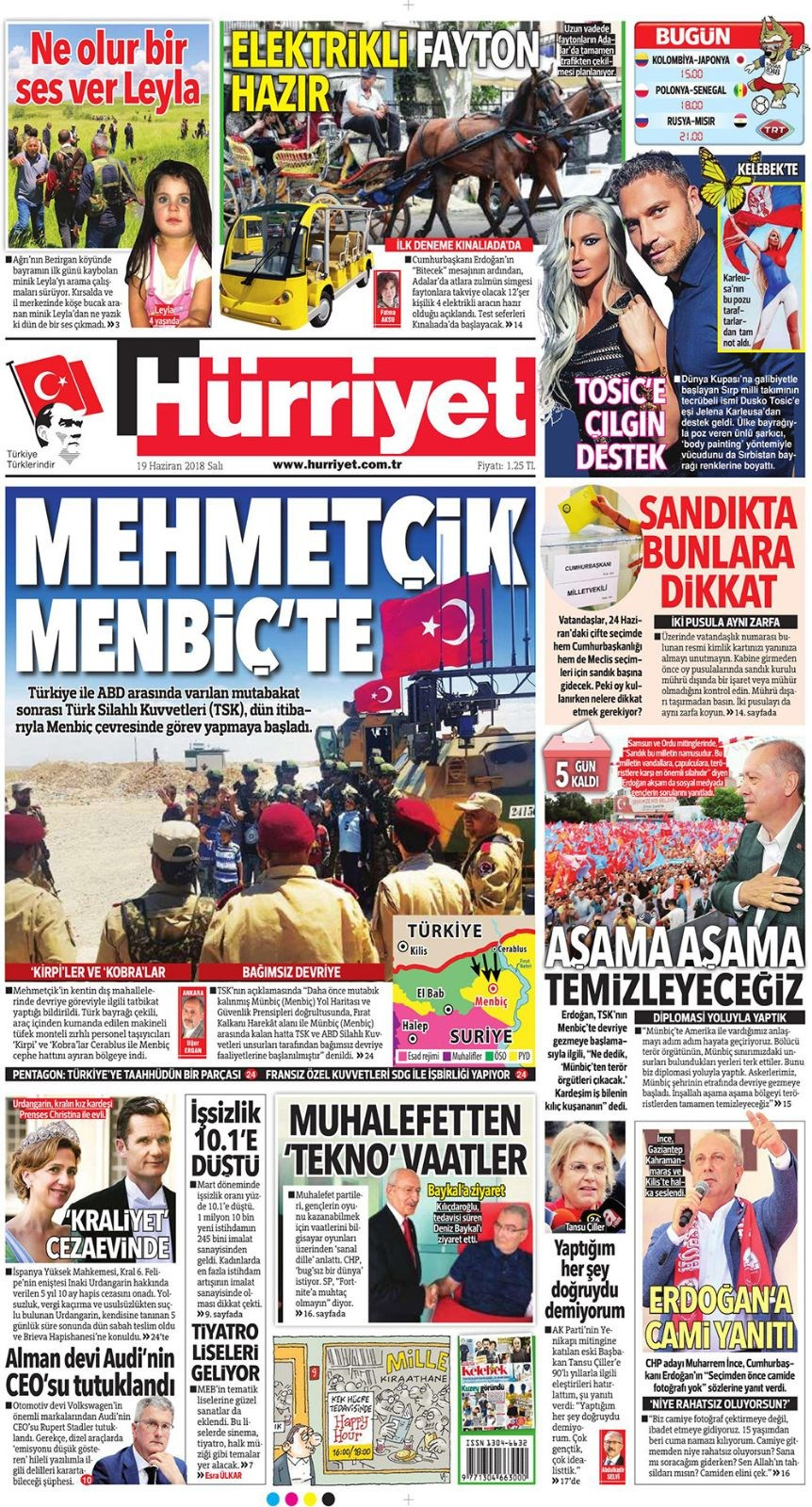 Gazete manşetleri 19 Haziran 2018 Hürriyet - Sözcü - Habertürk