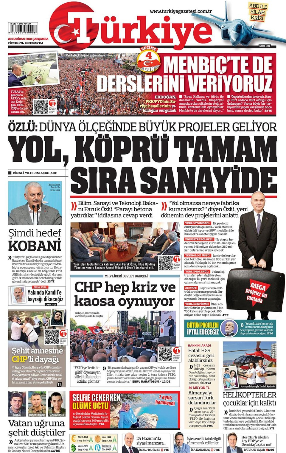 Gazete manşetleri 20 Haziran 2018 Hürriyet - Sözcü - Sabah
