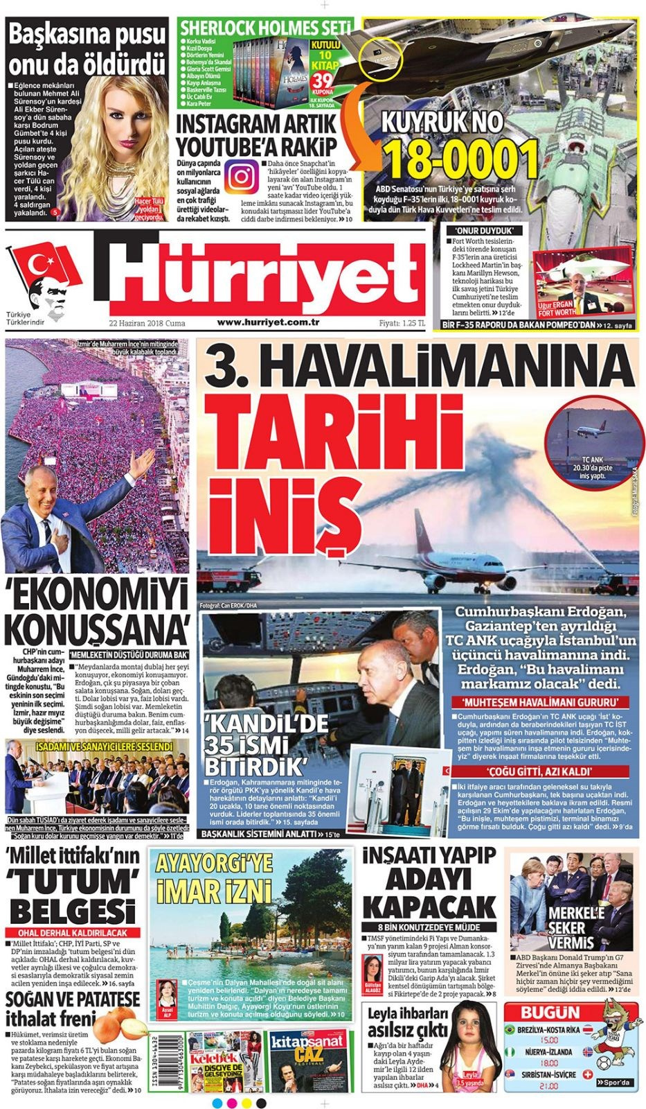 Gazete manşetleri 22 Haziran 2018 Hürriyet - Sözcü - Habertürk