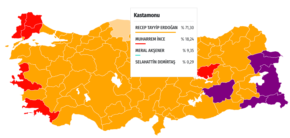 Erdoğan'ın rekor kırdığı iller AK Parti'nin en çok oy aldığı yerler