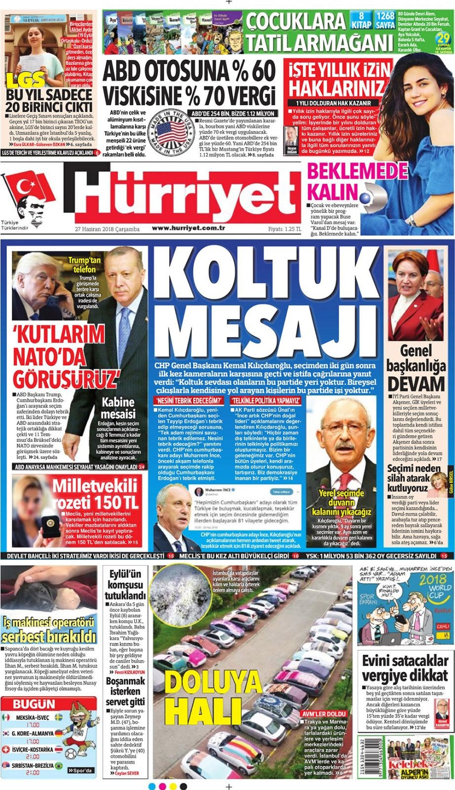 Gazete manşetleri 27 Haziran 2018 Hürriyet - Sözcü - Habertürk