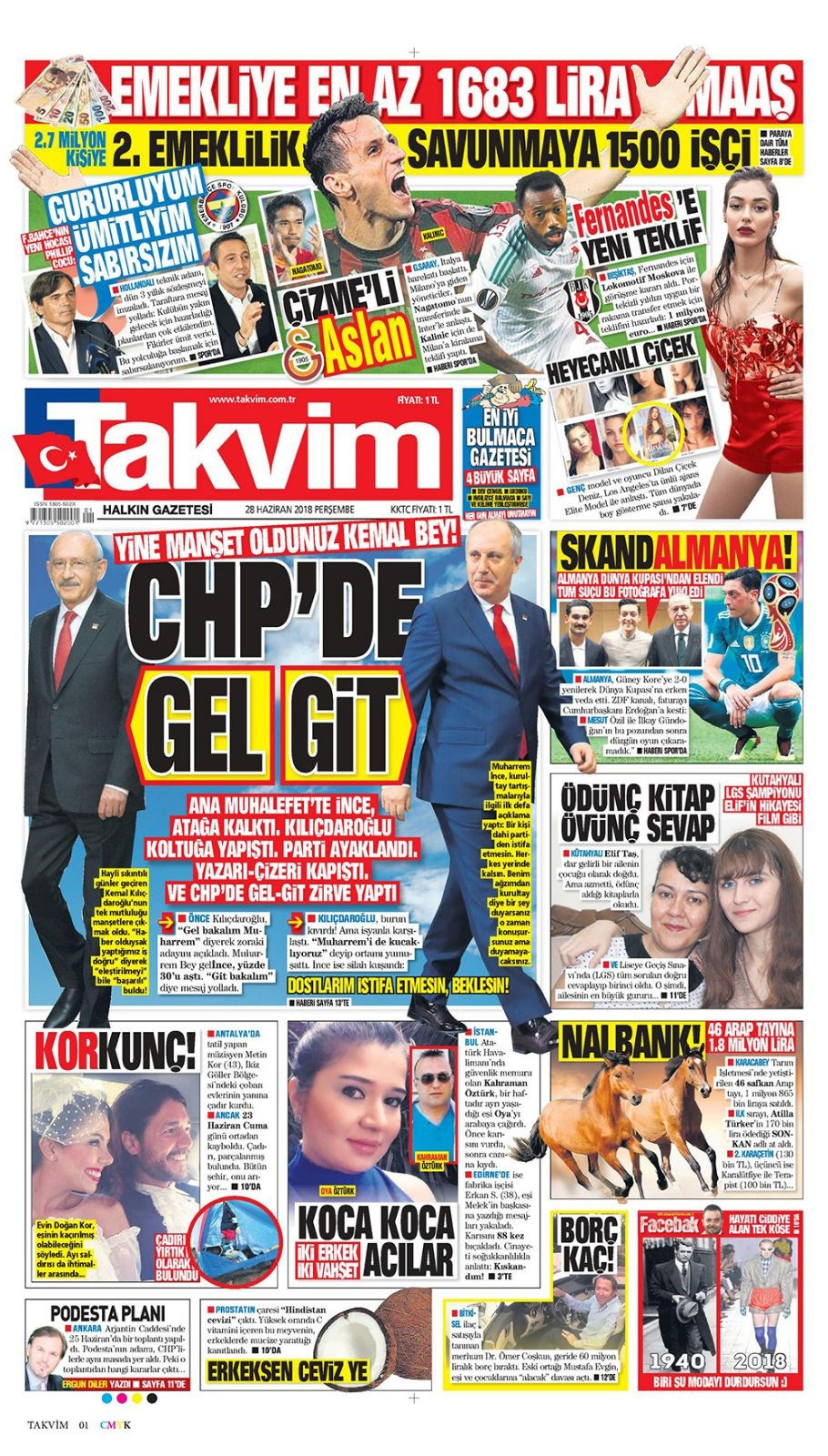 Gazete manşetleri 28 Haziran 2018 Hürriyet - Sözcü - Habertürk