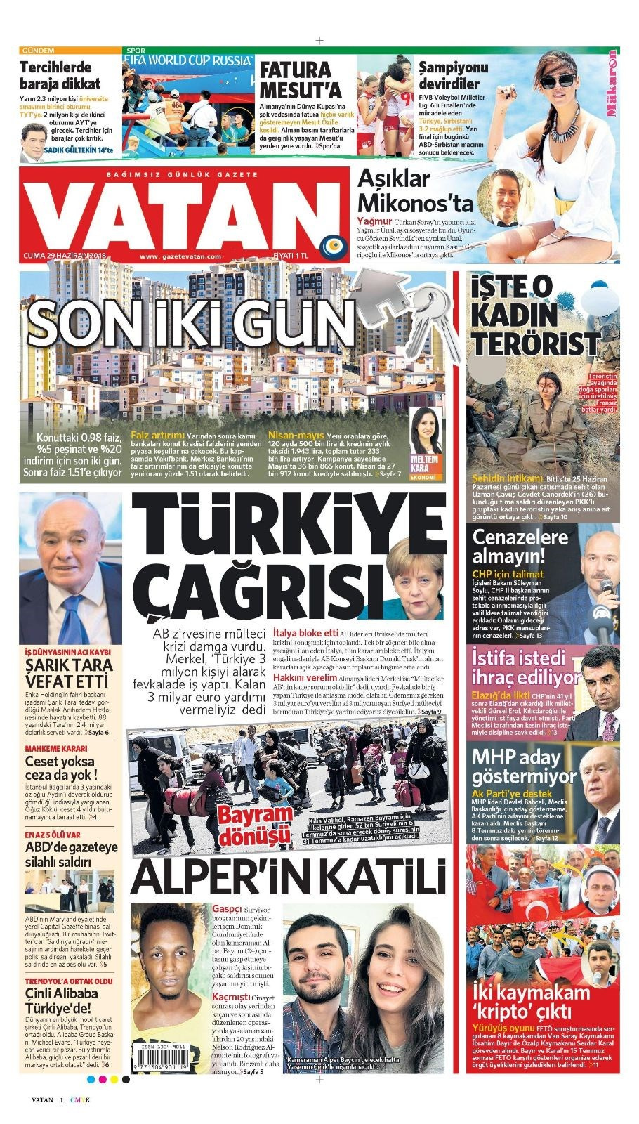 Gazete manşetleri 29 Haziran 2018 Hürriyet - Sözcü - Habertürk