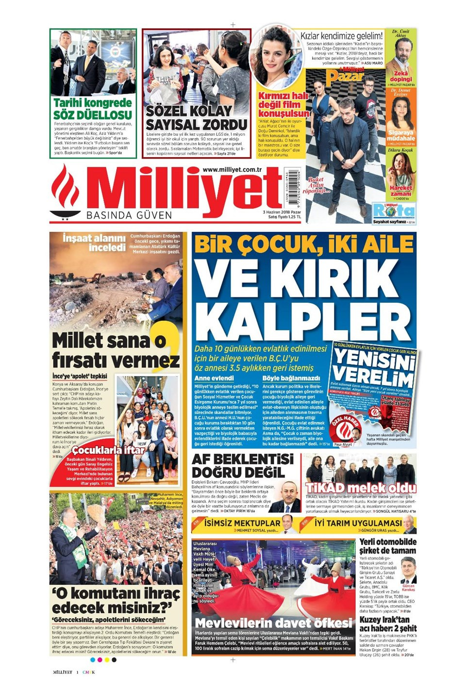 Gazete manşetleri 3 Haziran 2018 Hürriyet - Sözcü - Posta