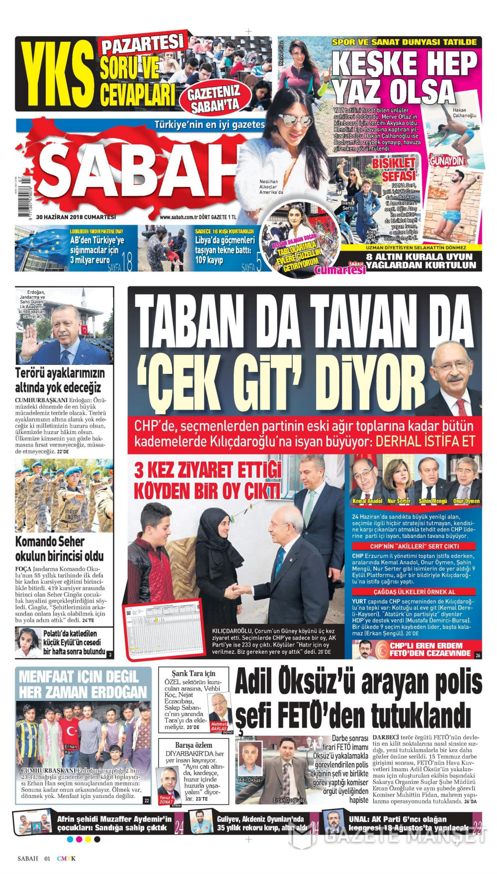 Gazete manşetleri 30 Haziran 2018 Hürriyet - Sözcü - Habertürk - Posta