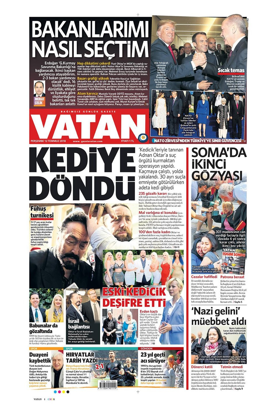 Gazete manşetleri 12 Temmuz 2018 Hürriyet - Sözcü - Posta