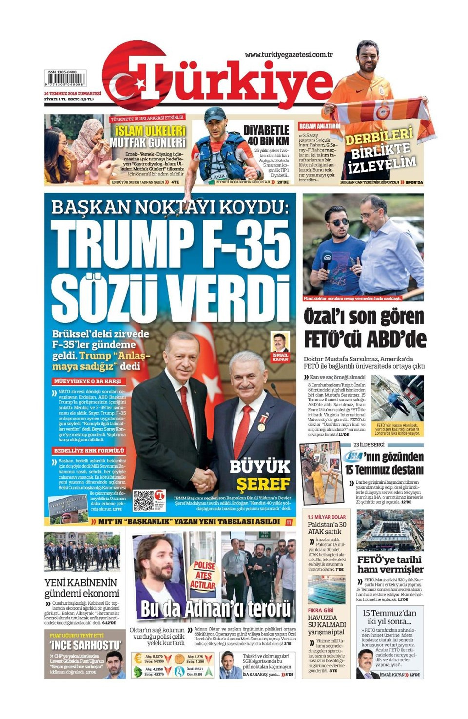 Gazete manşetleri 14 Temmuz 2018 Hürriyet - Sözcü - Posta