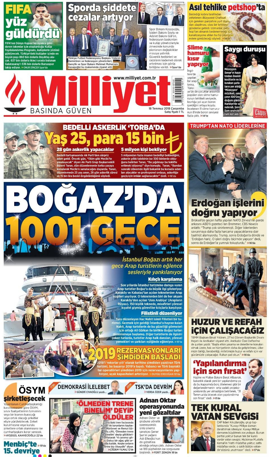 Gazete manşetleri 18 Temmuz 2018 Hürriyet - Posta - Sabah